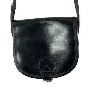 Vintage Small Bag Women's Crossbody Black Leather Magnetic Buckle Flap